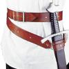 Adjustable Medieval Belt PU Leather Sword Frog Holster Renaissance Rapier LARP Samurai Knight Assassin Warrior Pirate Outfit (31-Brown, Sword Waist Belt) view 1