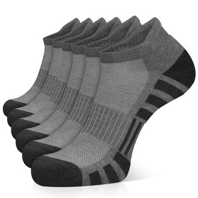 Airacker Ankle Athletic Running Socks Cushioned Breathable Low Cut Sports Tab Socks for Men and Women (6 Pairs)