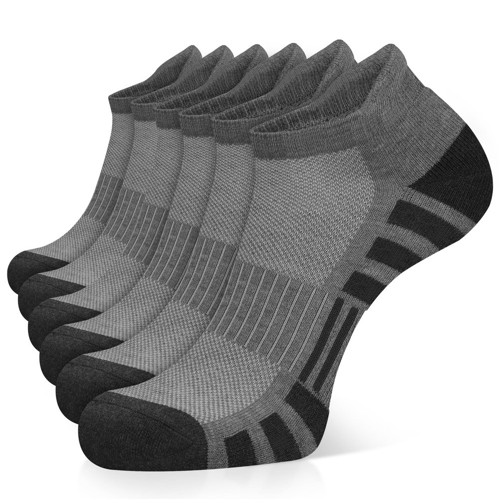 Airacker Ankle Athletic Running Socks Cushioned Breathable Low Cut Sports Tab Socks for Men and Women (6 Pairs)