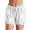 Hularka Womens Shiny Satin Lace Pumpkin Pants Bloomers Security Shorts Pettipants Underpants Underwear White Medium view 1