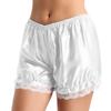 Hularka Womens Shiny Satin Lace Pumpkin Pants Bloomers Security Shorts Pettipants Underpants Underwear White Medium view 3