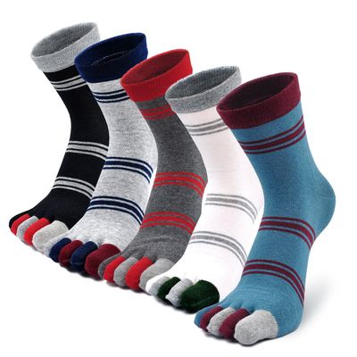 Artfasion Men's Toe Socks Cotton Fun Casual Athletic Running Ankle Five Finger Crew Socks 5 Pair 9-12