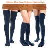 Moon Wood Women Thigh High Socks Extra Long Cotton Knit Warm Thick Tall Long Boot Stockings Leg Warmers (1 Navy, One Size) view 3