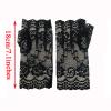 monochef Women Short Lace Gloves Sunblock Fingerless Bridal Wrist Floral Opera Evening Party Wedding Tea Prom Cosplay 1920s for Ladies and Girls, Black (Black) view 2
