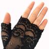 monochef Women Short Lace Gloves Sunblock Fingerless Bridal Wrist Floral Opera Evening Party Wedding Tea Prom Cosplay 1920s for Ladies and Girls, Black (Black) view 3