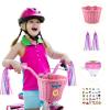 Kid's Bicycle Basket Streamers Set, Unicorn Children's Bike Handlebar Wicker Basket Bike Streamers Bell and Stickers,Bike Basket Front Decoration for Girls (Pink) view 2