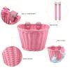 Kid's Bicycle Basket Streamers Set, Unicorn Children's Bike Handlebar Wicker Basket Bike Streamers Bell and Stickers,Bike Basket Front Decoration for Girls (Pink) view 4