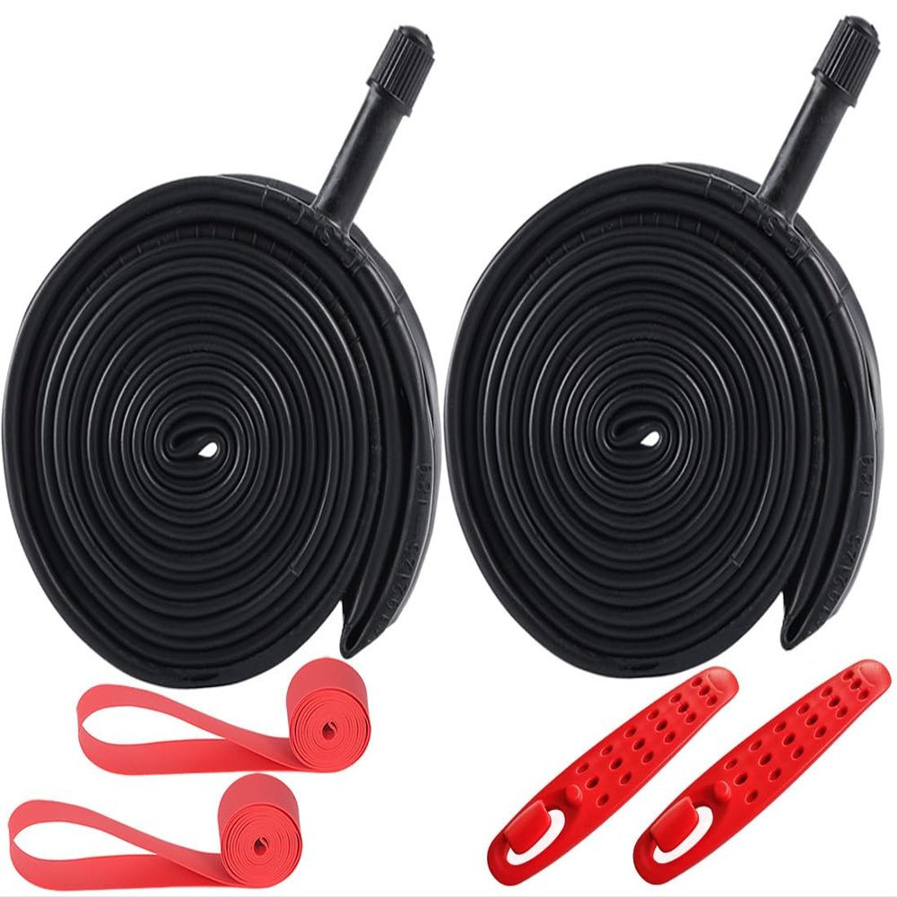 2-Pack 26x1.9/1.95/2.0/2.125 Bike Inner Tubes Schrader Valve 33MM Plus 2 Bike Tire Strips 26" Bicycle Tubes Compatible with 26x1.9 26x1.95 26x2.0 26x2.125 Bike Tire Tubes