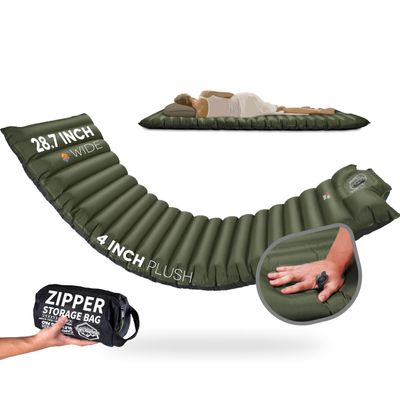 ZOOOBELIVES Extra Thickness | Wide Plus Sleeping Pad with Built-in Pump, Inflatable Camping Mattress of Ultimate Comfort for Car Camping, Tent, and Backpacking, Lightweight & Compact Airlive2000P