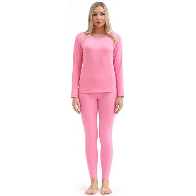 PISIQI Thermal Underwear Women Ultra-Soft Long Johns Set Base Layer Skiing Winter Warm Top & Bottom (Large, Pink)