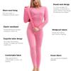 PISIQI Thermal Underwear Women Ultra-Soft Long Johns Set Base Layer Skiing Winter Warm Top & Bottom (Large, Pink) view 2