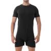 ACSUSS Men's Round Neck Leotard Bodysuit Workout Fitness Biketard Unitard Shorts Jumpsuit Shapewear Black XX-Large view 1
