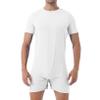 ACSUSS Men's Round Neck Leotard Bodysuit Workout Fitness Biketard Unitard Shorts Jumpsuit Shapewear White Medium