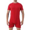 ACSUSS Men's Round Neck Leotard Bodysuit Workout Fitness Biketard Unitard Shorts Jumpsuit Shapewear Red XX-Large view 1