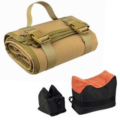 Khaki Tactical Shooting Mat - Outdoor Professional Waterproof Non-Slip Shooting Mat with Front and Rear Support Sandbags