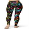 sissycos Women's 80s Leggings Artistic Splash Printed Buttery Soft Stretchy Pants (Small, Neon Splash) view 2