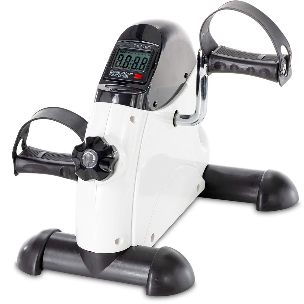 Pedal Exercise Mini Cycle Bike - Smart Under Desk Bike Great for Seniors and Office Workers to Tone and Strengthen Arms and Legs - Digital Display - Ergonomic Pedals Designed to Fit Every Size Foot