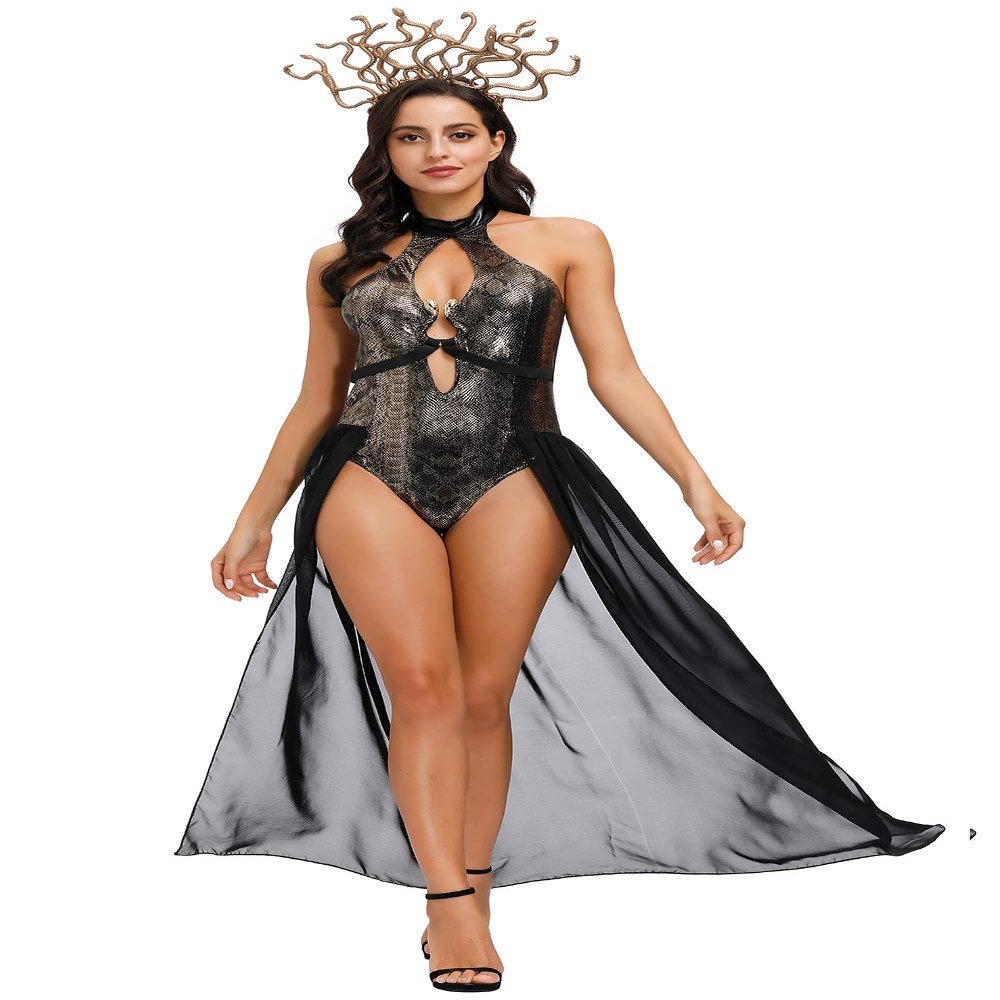 JJ-GOGO Sexy Women's Greek Goddess Costume Snake Lover Halloween Party Costume