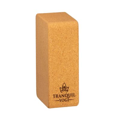Tranquil Yogi Illume Cork Yoga Block - Natural Cork - Non-Slip Yoga Brick - Essential Yoga Support - High Density - Sustainably Sourced - 4" x 6" x 9" - 1 Piece