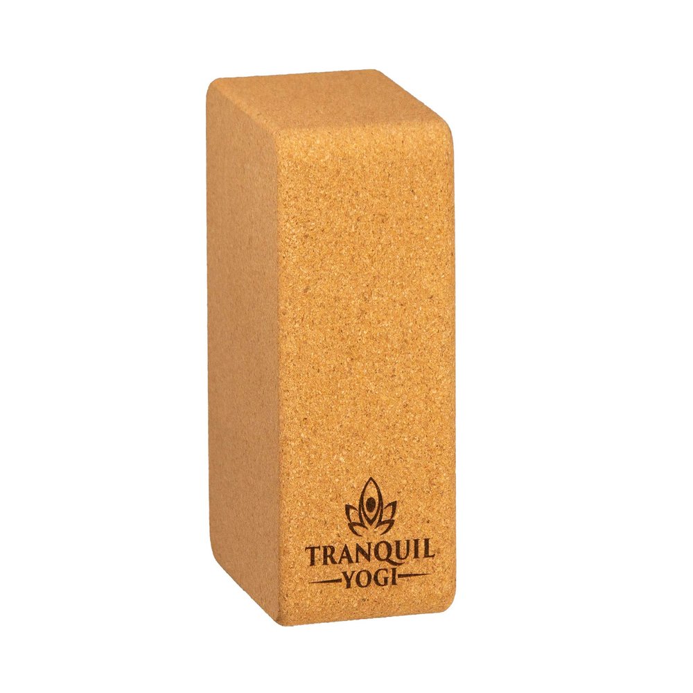 Tranquil Yogi Illume Cork Yoga Block - Natural Cork - Non-Slip Yoga Brick - Essential Yoga Support - High Density - Sustainably Sourced - 4" x 6" x 9" - 1 Piece