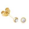 18K Yellow Gold Plated Sterling Silver White Opal Round Stud Earrings for Women - 3.2MM Artificial White Opal, Bezel Setting - Made of Real Sterling Silver view 1