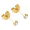 18K Yellow Gold Plated Sterling Silver White Opal Round Stud Earrings for Women - 3.2MM Artificial White Opal, Bezel Setting - Made of Real Sterling Silver view 2
