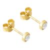 18K Yellow Gold Plated Sterling Silver Crystal Pearl Round Stud Earrings for Women - 4MM White Crystal Pearl, Bezel Setting - Made of Real Sterling Silver view 2