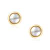 18K Yellow Gold Plated Sterling Silver Crystal Pearl Round Stud Earrings for Women - 4MM White Crystal Pearl, Bezel Setting - Made of Real Sterling Silver view 3