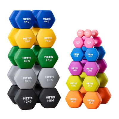 METIS Neoprene Hex Dumbbells | Premium Set of Hand Weights For Home & Gym Workouts [1LB - 35LBS] (5lbs)