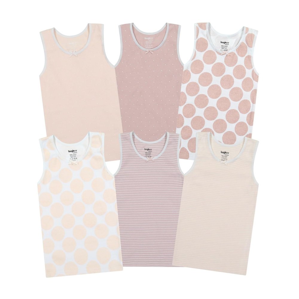 Buyless Fashion Girls Tank Tops - Sleeveless Cami Tanks Cotton Undershirts for Dance Gymnastics, Kids & Toddler Size (6 Pack) 4-5