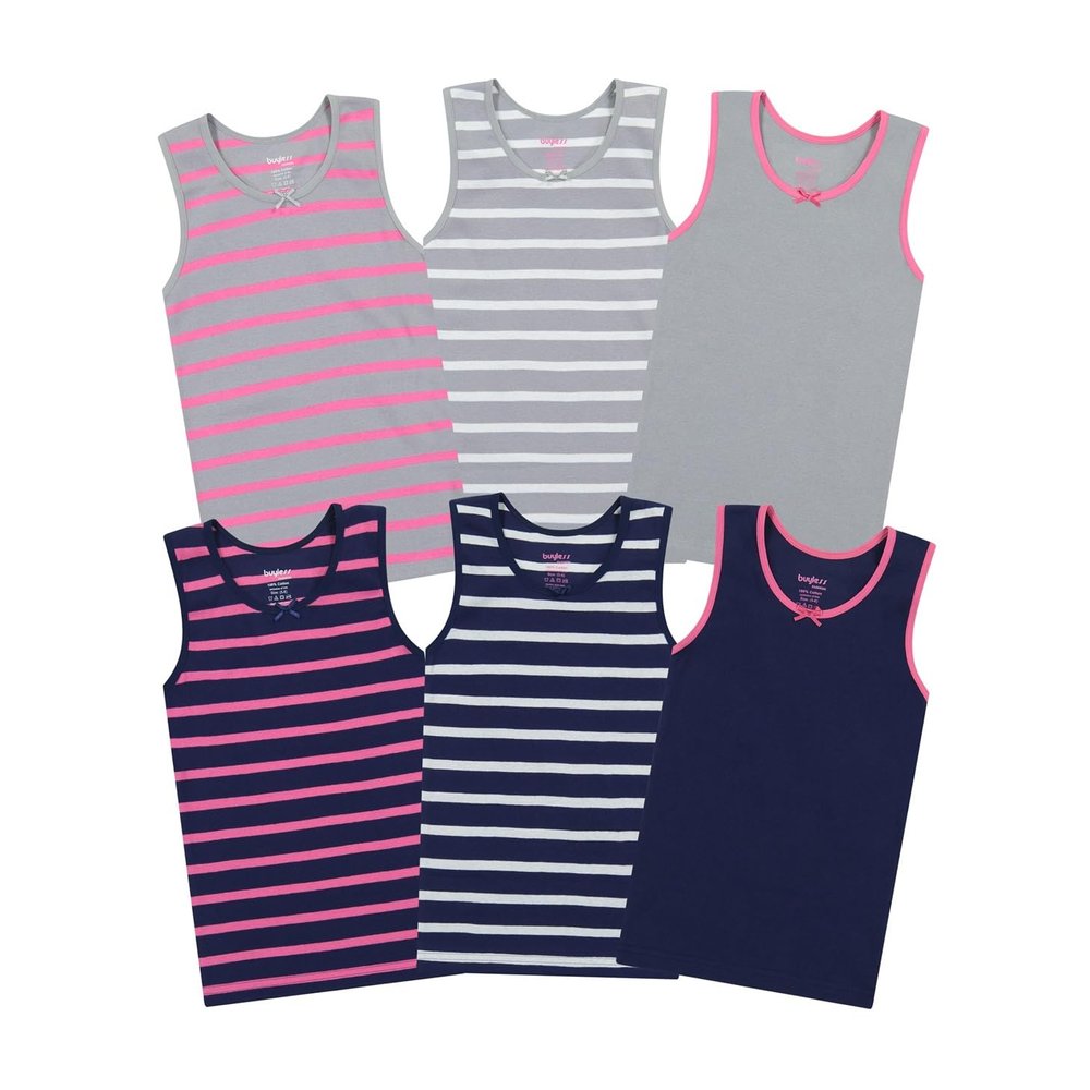 Buyless Fashion Girls Tank Tops - Sleeveless Cami Tanks Cotton Undershirts for Dance Gymnastics, Kids & Toddler Size (6 Pack) 9-10