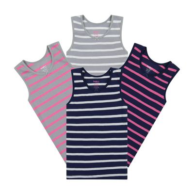 Buyless Fashion Tank Tops for Girls- Sleeveless Cami Tanks Cotton Undershirts for Dance Gymnastics Kids Toddler Size (4 Pack) - TW14-GLN-3-4