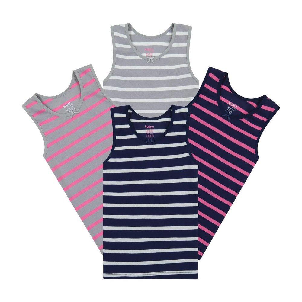 Buyless Fashion Tank Tops for Girls- Sleeveless Cami Tanks Cotton Undershirts for Dance Gymnastics Kids Toddler Size (4 Pack) - TW14-GLN-3-4