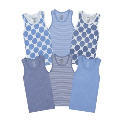 Buyless Fashion Boys Scoop Neck Tagless Undershirts Soft Cotton Tank Top (6 Pack) 11-12