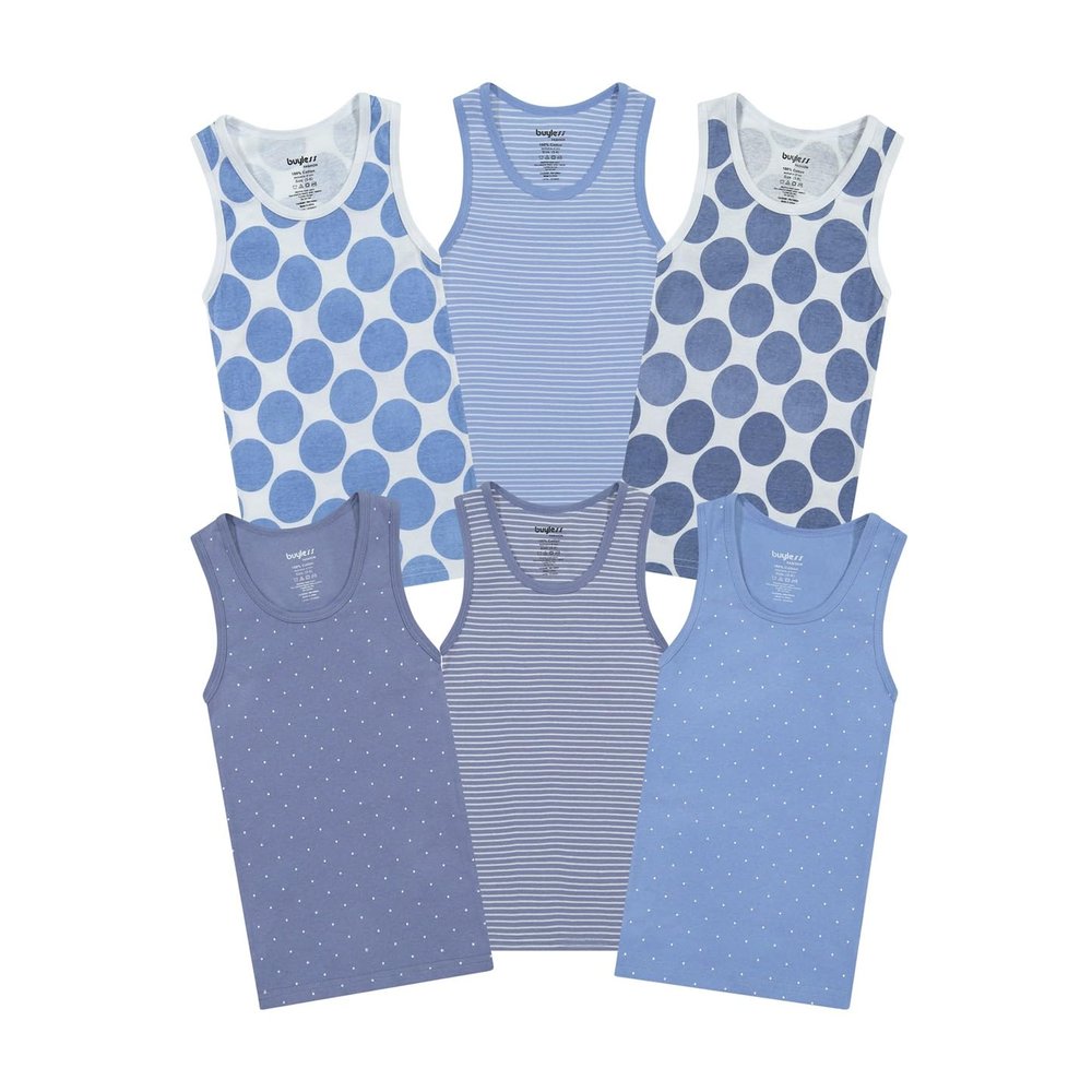 Buyless Fashion Boys Scoop Neck Tagless Undershirts Soft Cotton Tank Top (6 Pack) 11-12