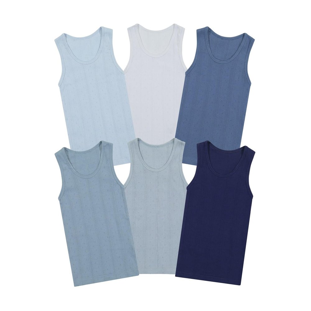 Buyless Fashion Boys Scoop Neck Tagless Undershirts Soft Cotton Tank Top (6 Pack) 11-12