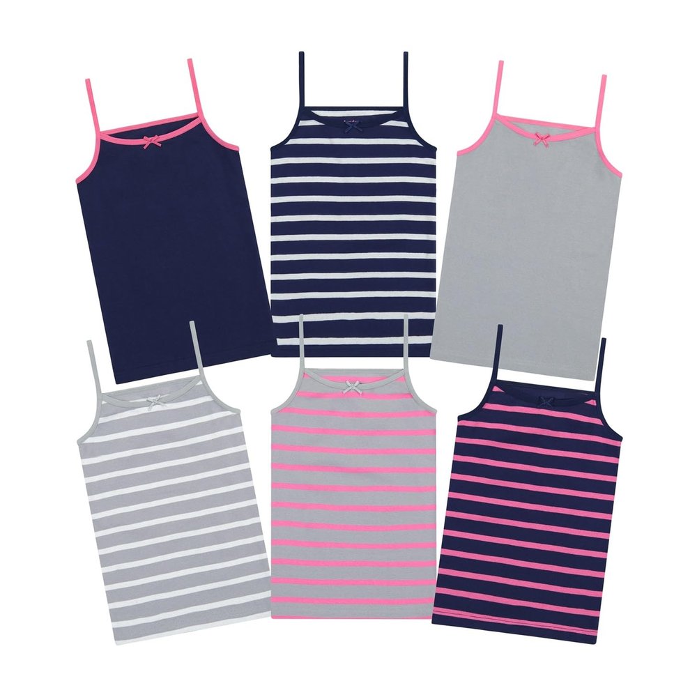 Buyless Fashion Girls Tank Tops - Sleeveless Cami Tanks Cotton Undershirts for Dance Gymnastics, Kids & Toddler Size (6 Pack) 11-12