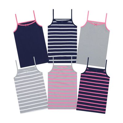 Buyless Fashion Girls Tank Tops - Sleeveless Cami Tanks Cotton Undershirts for Dance Gymnastics, Kids & Toddler Size (6 Pack) 6-7