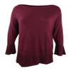 Style & Co. Womens Plus Ruffled Trim Scoop Neck Sweater Purple 1X view 1