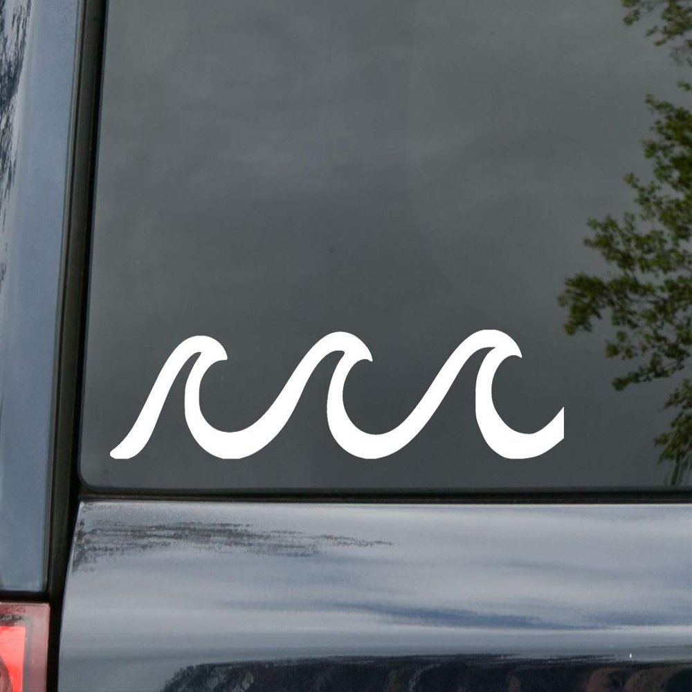 Minglewood Trading Turquoise - Waves Vinyl Decal - Beach Water Surfing Summer Swimming - Die Cut Sticker - 16w x 4h inches