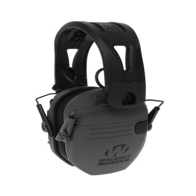Walker's Razor Tacti-Grip Earmuffs- Battleship Grey, High Performance Silicone Composite Slip Free Headband- Natural Sound Clarity Full Dynamic Range 23NRR