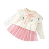 Toddler Kids Baby Girls Knit Sweater Dress Ruffle Long Sleeve Cherry Print Sweater Top + Tutu Skirt Princess Casual Birthday Party Dresses Fall Winter Outfit Clothes 2PCS Set Pink Cherry 4-5 Years view 4