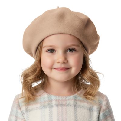 TopTie Kids Wool Beret Classic French Beret Dome Artist Hat for Boys & Girls Aged 2-8 Years-Khaki