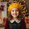 TopTie Kids Wool Beret Classic French Beret Dome Artist Hat for Boys & Girls Aged 2-8 Years-Khaki view 4