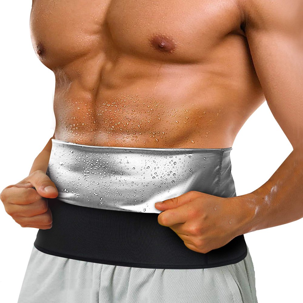 LODAY Waist Trimmer for Men Stomach Trainer Sweat Workout Shaper,Neoprene-Free Slimming Sauna Belt (Black, M)