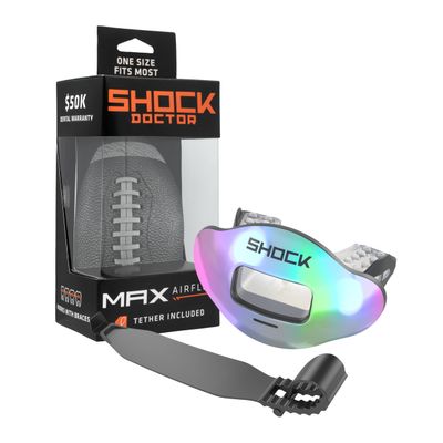 Shock Doctor Lip Guard, Adult and Youth Mouth Guard Football with Strap, Breathable Wide Opening Football Mouthpiece for Youth and Adults OSFA, Shock Doctor Mouth Guards, Max Airflow