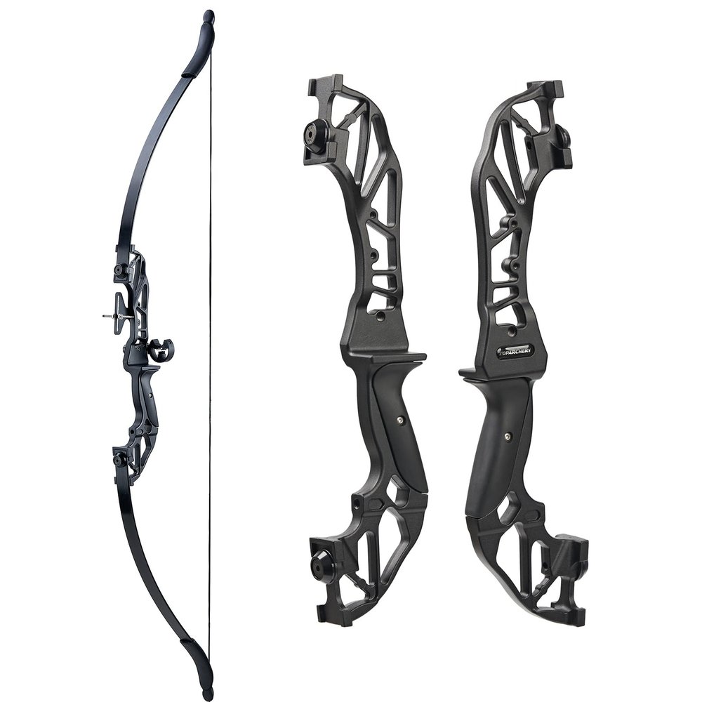 TOPARCHERY Archery Takedown Recurve Bow Hunting Long Bow Alloy Riser for Outdoor Shooting Training- Right Hand - Draw Weight 30lbs 40lbs - with Arrow Sight, Arrow Brush (Black-30lb)