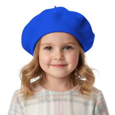 TopTie Kids Wool Beret Classic French Beret Dome Artist Hat for Boys & Girls Aged 2-8 Years-Royal Blue