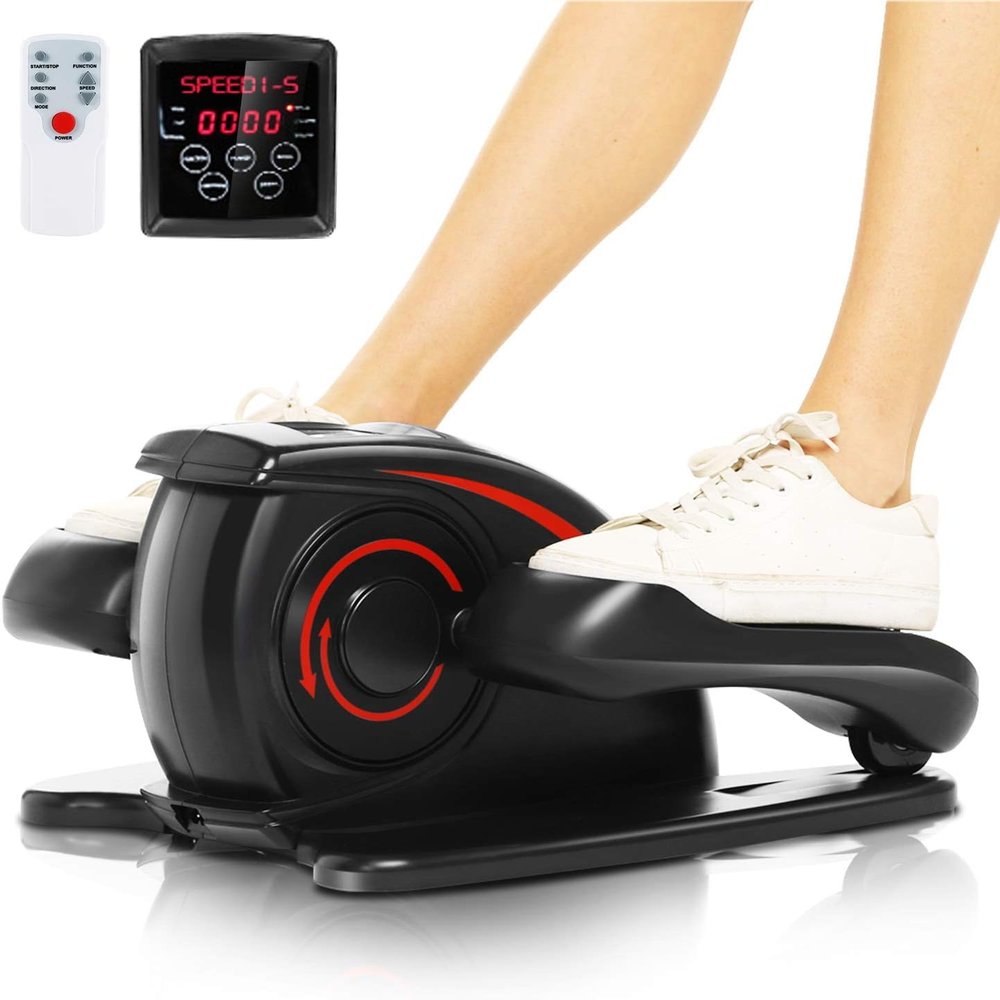 ANCHEER Under Desk Elliptical Machine - Quiet Pedal Exerciser for Seniors, Office & Home, Low-Impact Seated Leg Workout Equipment, Smart LCD Display, Remote Control(Black)
