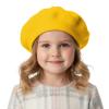 TopTie Kids Wool Beret Classic French Beret Dome Artist Hat for Boys & Girls Aged 2-8 Years-Yellow view 1